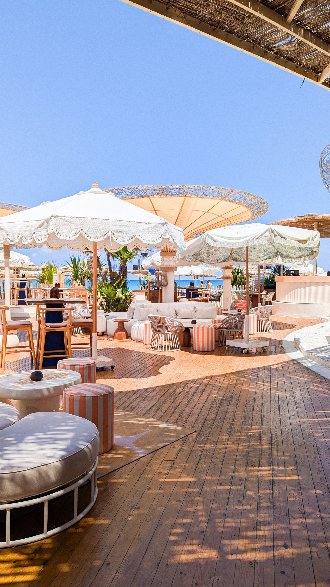Large timber deck boards with outdoor lounging
